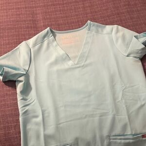 Figs Mint Blue V-Neck Scrub Top